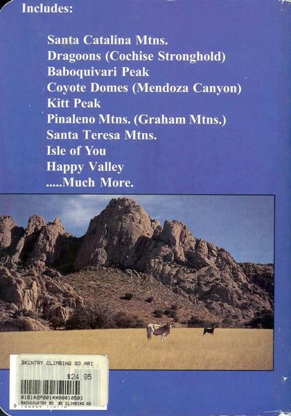 Backcover of Backcountry Rockclimbing in Southern Arizona