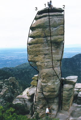 Hitchcock Pinnacle: Joe sets up top-rope on the north side